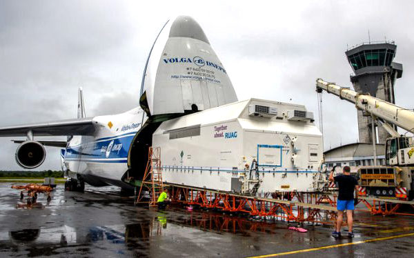 The BSAT-4b Satellite Dismounts for Arianespace's Ariane 5 Launch