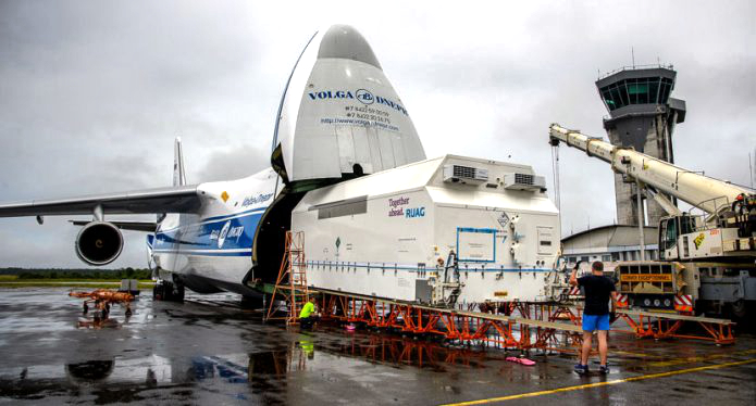 The BSAT-4b Satellite Dismounts for Arianespace's Ariane 5 Launch