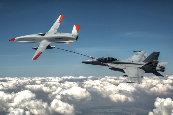 Aviation History: Boeing MQ-25 T1 UAV Refuels A USN F/A-18 Super Hornet In Flight