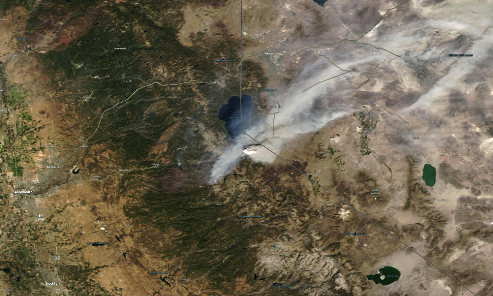 Satellite Imagery Of The Destructive Caldor Fire Near South Lake Tahoe 