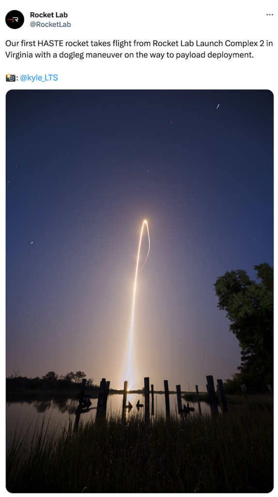 Rocket Labs First Successful Suborbital Haste Rocket Launch For Confidential Customer Operated