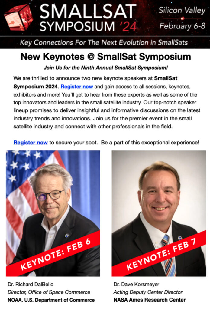 SmallSat Symposium update Two new keynotes SatNews