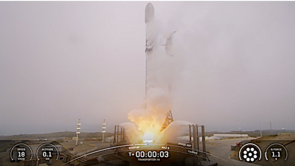 SpaceX launches the Transporter-14 on a dedicated smallsat rideshare mission from foggy Vandenberg
