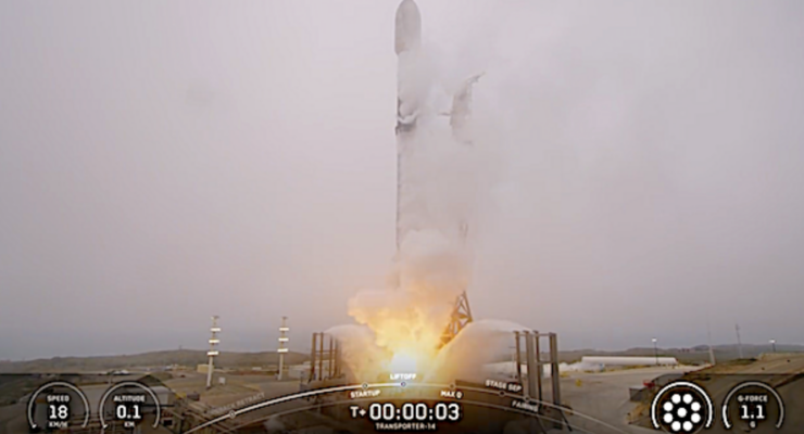 SpaceX launches the Transporter-14 on a dedicated smallsat rideshare mission from foggy Vandenberg