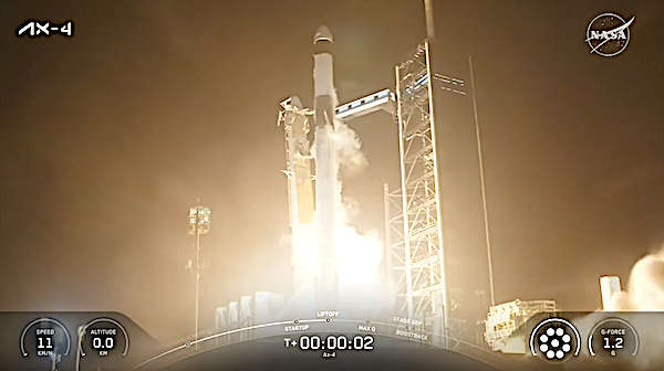 SpaceX's Falcon 9 launches Axiom Space’s astronauts on Axiom Mission 4 enroute to ISS