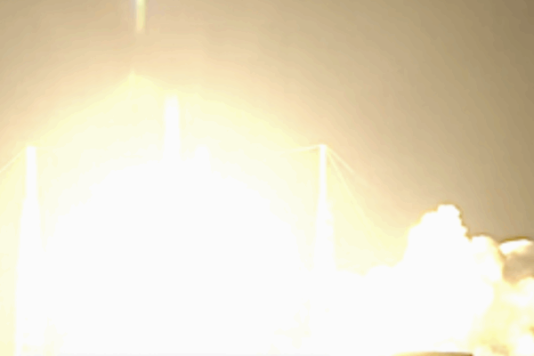 Amazon's KF-03 mission is launched by SpaceX on a Florida night